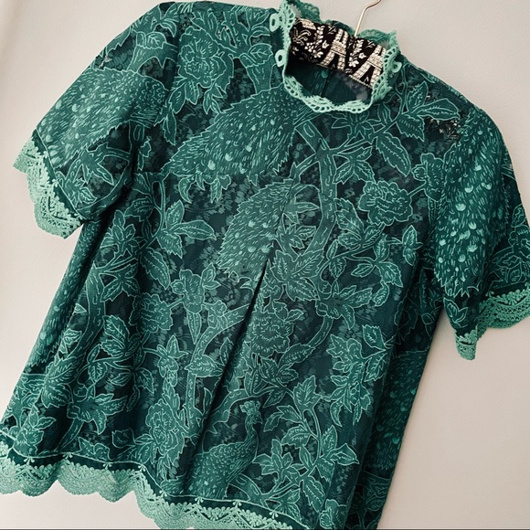 Anthropologie HD in Paris Lace Blouse - Teal - Picture 2 of 10